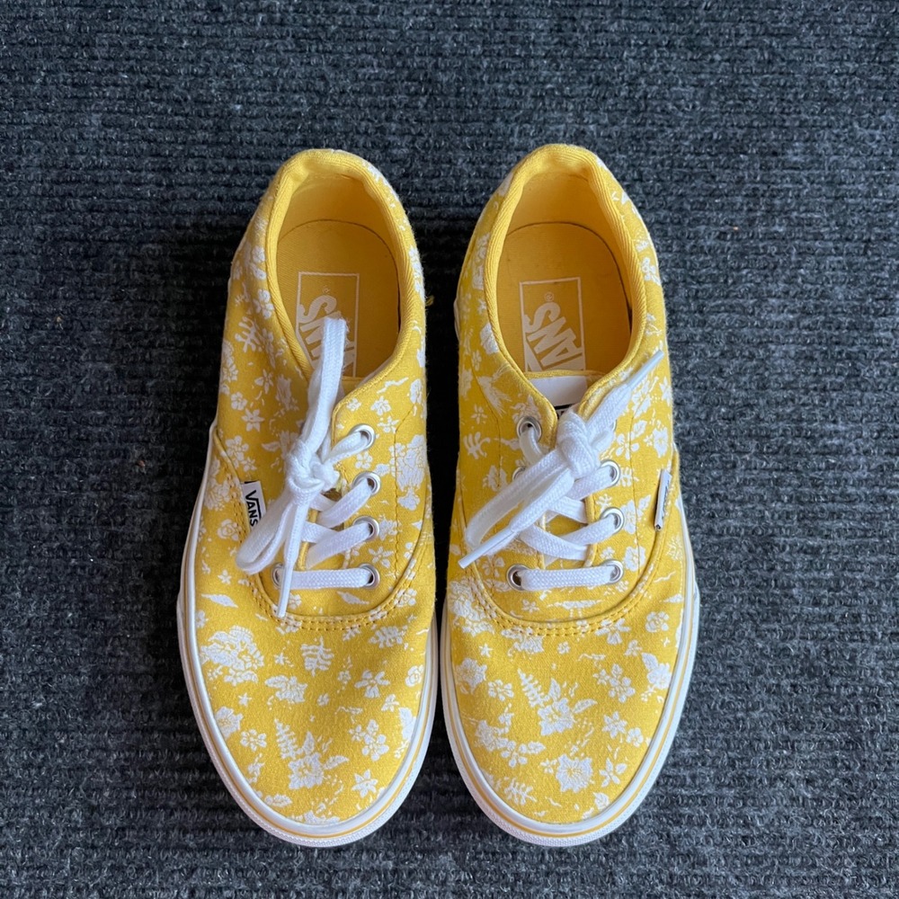 Vans Era Yellow Floral Canvas Low Top Sneakers Womens 6.0 White Botanical Print - Picture 3 of 8